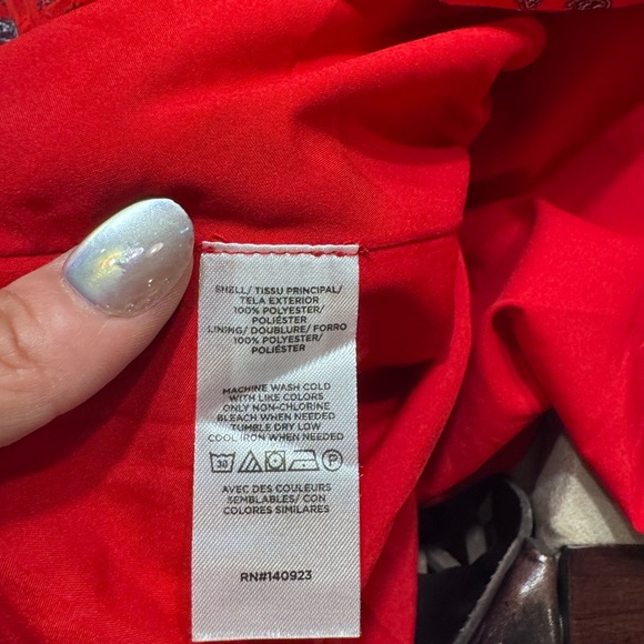 LOFT Vibrant Red Midi Dress with Geometric Design - Picture 4 of 8